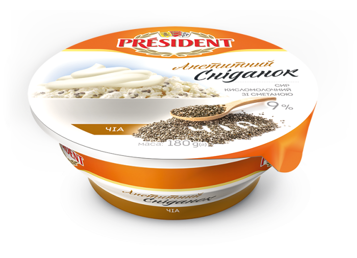 Curd with sour cream and chia 9% President
