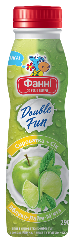Whey drink with juices of apple, lime and mint Fanni, low-fat