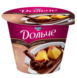 Десерт сирковий з шоколадною глазур`ю Персик